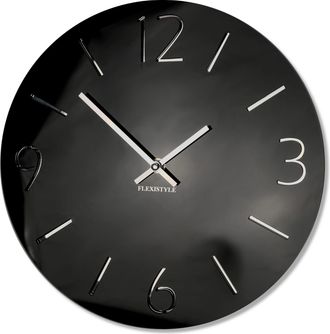 OEM Reloj De Pared Grande Y Delgado, Negro Brillante