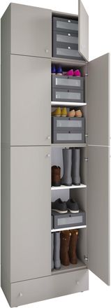 ebuy24 Gabinete De Zapato De Madera Vcm Dimensiones: Al. 240 X An. 70 X T. 39 Cm Armario Multiusos 5 Compartimentos 4 Puertas Giratorias 2 Puertas Caj&oacute;n Adic