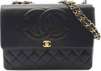 Chanel 1997-1999 CC Lambskin Maxi Flap Single Flap shoulder bag - Zwart