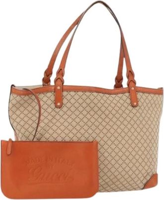 Gucci Pre-owned Tote Bags, female, Beige, Size: ONE SIZE Pre-owned Canvas Tote Bag