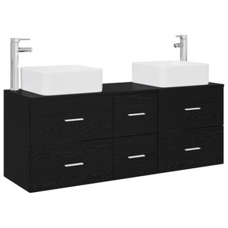 vidaXL Juego De Muebles De Ba&ntilde;o 3 Uds. Negro 49,5 X 41 X 63 Cm Vidaxl