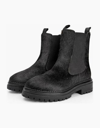 Osprey Womens Osprey London The Hampton Chelsea Leather/Pony Hair Womens Black/Olive Boots - Size: 6