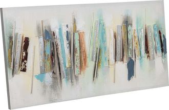 Wanderlust Deco Cuadro Pintado A Mano Con Relieve Gris 50x100x3