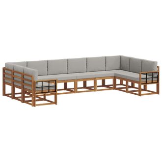 vidaXL Conjunto De Sof&aacute;s De Exterior 10 Pcs Gris Natural Y Claro Vidaxl