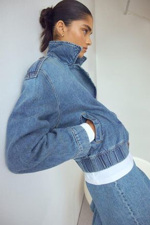 H&M Double-breasted Denim Jacket in Denim Blue at Nordstrom, Size X-Large