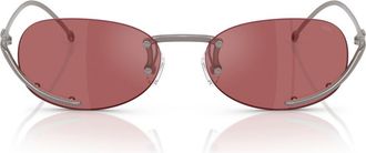 Diesel 53mm Oval Sunglasses in Sanded Gunmetal /Red Hiper at Nordstrom