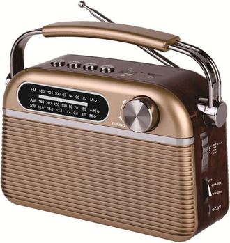 OEM Radio Vintage De Onda Larga Con Efecto Madera, Am/fm/sw, Lector De Tarjetas Usb/micro Sd, Enchufe De Red O Bater&iacute;a (no Incluida)