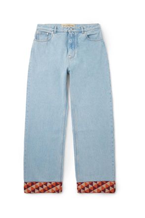 Valentino Garavani Wide-Leg Jacquard-Trimmed Jeans