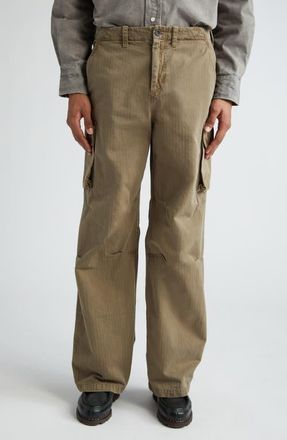 Our Legacy Mount Cotton Cargo Pants in Uniform Olive Herringbone at Nordstrom, Size 28 Us