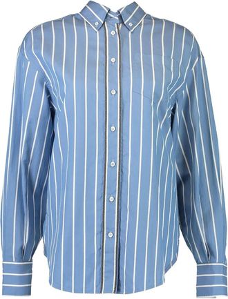 Brunello Cucinelli striped shirt - women - Cotton - M - Blue
