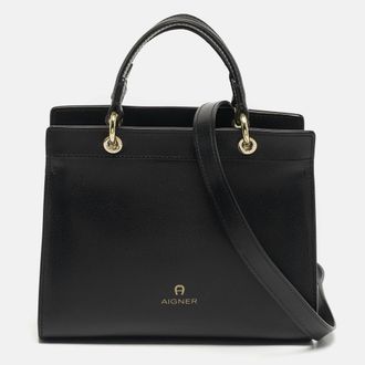 Aigner Carol Mini Black Leather Tote