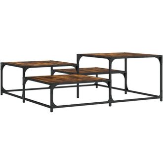 vidaXL Mesa De Centro Madera De Ingenier&iacute;a Roble Ahumado 107x107x40 Cm Vidaxl