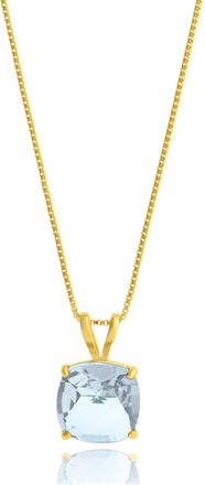 MAX + STONE 14k Yellow Gold 8mm Cushion Cut Gemstone Pendant Necklaces with 18 inch Box Chain