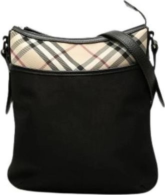 Burberry Pre-owned Nova Check Crossbody Bag - Dames - Vintage Schoudertas - Zwart - ONE Size - Leer - Vintage