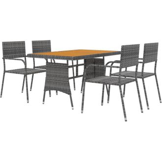 vidaXL Set da Pranzo per Esterni 5 pz in Polyrattan Grigio - Vidaxl
