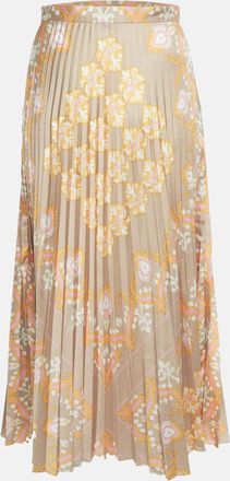 Sandro Multicolour Floral Print Sateen Fulgence Pleated Midi Skirt