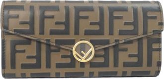Fendi Brown Leather Long Wallet (Bi-Fold) (Pre-Owned)