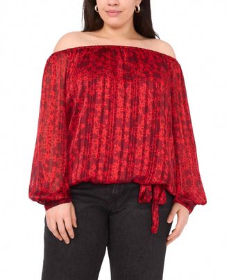 Vince Camuto Womens Off The Shoulder Blouse - Plus In Crimson