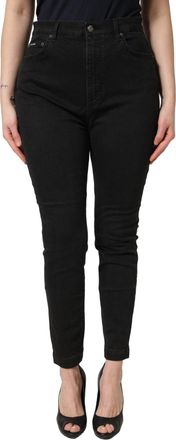 Dolce & Gabbana Womens Black Skinny Cotton High Waist Denim Jeans Clothing