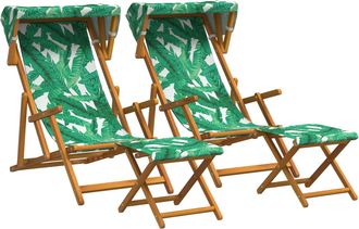 vidaXL Silla De Terraza 4 Pcs 3 Posici&oacute;n Madera De Eucalipto Maciza Vidaxl
