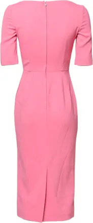 Dolce & Gabbana Pink Viscose Short Sleeve Sheath Midi Womens Dress