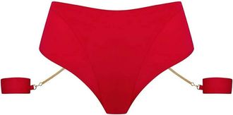 Maison Close Womens Tapage Nocturne High Waist Thong Bottom With Cuffs In Red