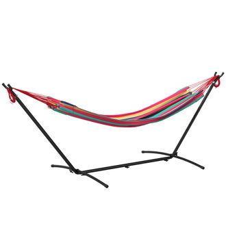 OUTSUNNY Amaca Con Supporto, Altezza Regolabile E Borsa Di Trasporto Rosso