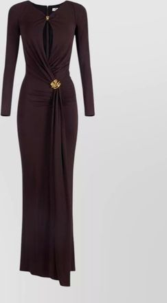 Elisabetta Franchi long sleeve dress keyhole neckline slit