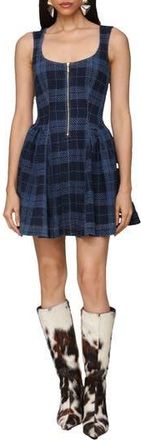 Avec Les Filles Plaid Half Zip Drop Waist Minidress in Royal Blue Plaid at Nordstrom Rack, Size 10