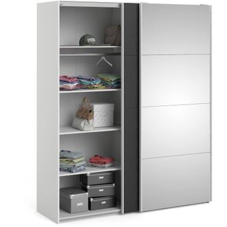 Dmora Guardaroba 2 ante Taxus, Mobile camera da letto, Cabina armadio portabiti, Armadio appendiabiti, 182x61 h220 cm, Bianco e Nero - Dmora