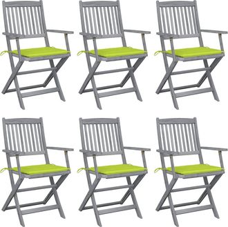 vidaXL Vidaxl - Sillas De Jard&iacute;n Plegables 6 Uds Cojines Madera Maciza Acacia