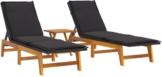 vidaXL Vidaxl - Set De Muebles De Jard&iacute;n 3 Piezas Rat&aacute;n Sint&eacute;tico Madera Acacia