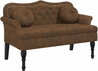 vidaXL Banco con cojines marrón 120,5x65x75 cm piel sintética vidaXL