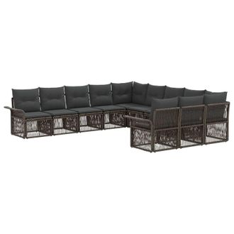 vidaXL Conjunto De Sof&aacute;s De Jard&iacute;n 11 Pcs Gris Rat&aacute;n Sint&eacute;tico Vidaxl