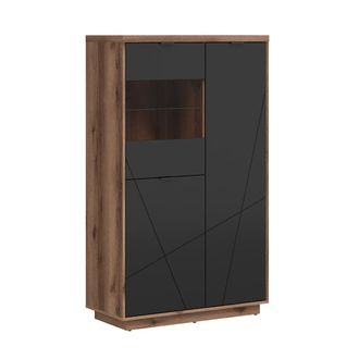 Petits Meubles Vitrina 3 puertas paneles de madera revestidos de melamina negro