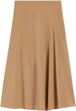Max Mara Midi Rok - Dames - Midirokken - Bruin - S - Leer - Rokken