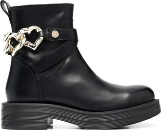Love Moschino Enkellaarsjes - Dames - Enkellaarsjes - Zwart - 36 EU - Leer - Schoenen