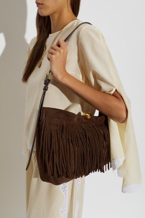 Furla Suede Bag Sfera Soft L, Womens, Brown