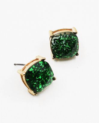 White Label Womens Glitter Studs Earrings In Green