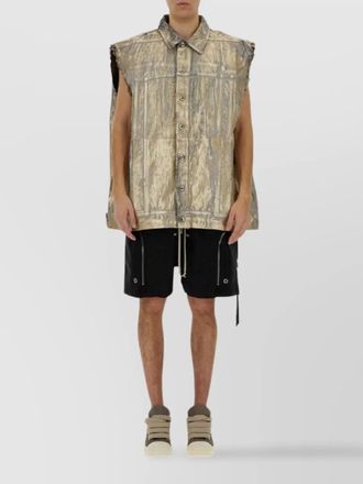 Rick Owens distressed metallic sleeveless textured vest