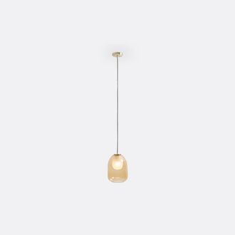 La Redoute Interieurs Hanglamp in messing en amber glas &Oslash;20 cm, Bumble
