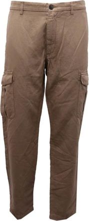 Eleventy Cargo katoen linnen broek - Heren - Slim Fit Broeken - Bruin - W36 - Katoen - Broeken