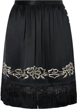 Bode Phantasm Fringe Skirt - Dames - Korte rokken - Zwart - 2XS - Rokken