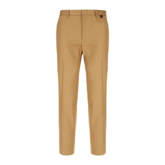 Gucci Cotton Twill Trousers with Web Detail - male - Gucci - Slim-fit Trousers - Beige - L - Trousers