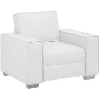 vidaXL Sof&aacute; Silla 59 Cm Con Coj&iacute;n Blanco Cuero Sint&eacute;tico Vidaxl