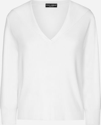Dolce & Gabbana Viscose Sweater With Sailor Collar - Woman T-shirts And Sweatshirts White 38