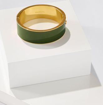 Talbots Wide Enamel Hinge Bangle - Deep Forest/Gold - 001 Talbots