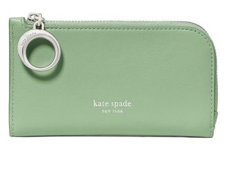 Kate Spade New York Halo Fine Grain Leather Small Slim Bifold Wallet Wallet Womens Handbags Crisp Sage