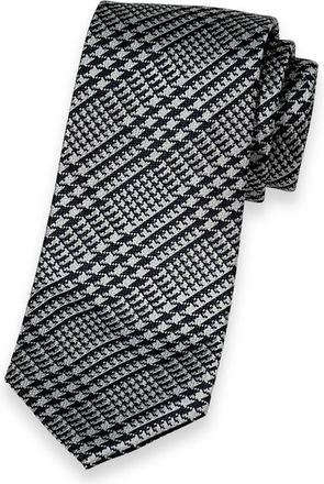 Paul Fredrick Houndstooth Plaid Woven Silk Tie