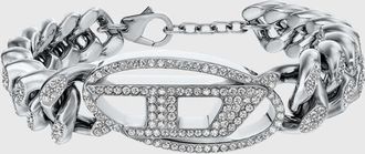 Diesel Stainless steel Oval D glitz chain bracelet - Bracelets - Unisex - Silver